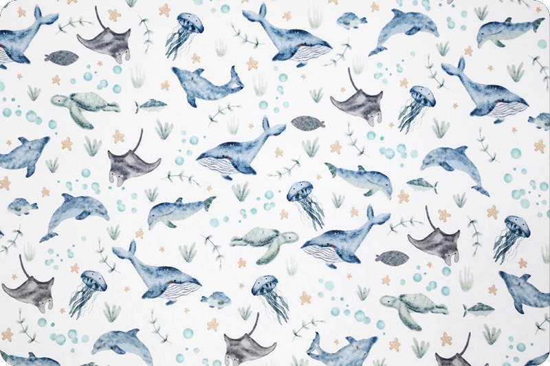 Shannon Fabrics Digital Cuddle Gone Fishing Tan Minky Fabric